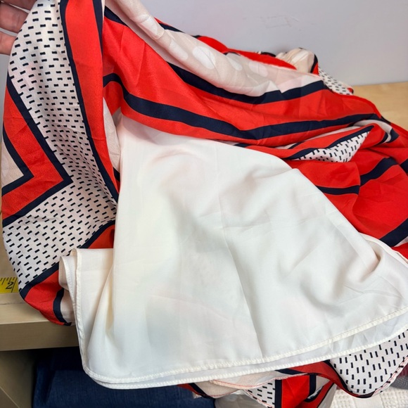 ELIZA J Poppy Stripe Scarf Print Crepe de Chine Bow Tie Back Maxi Gown Dress - Picture 15 of 16